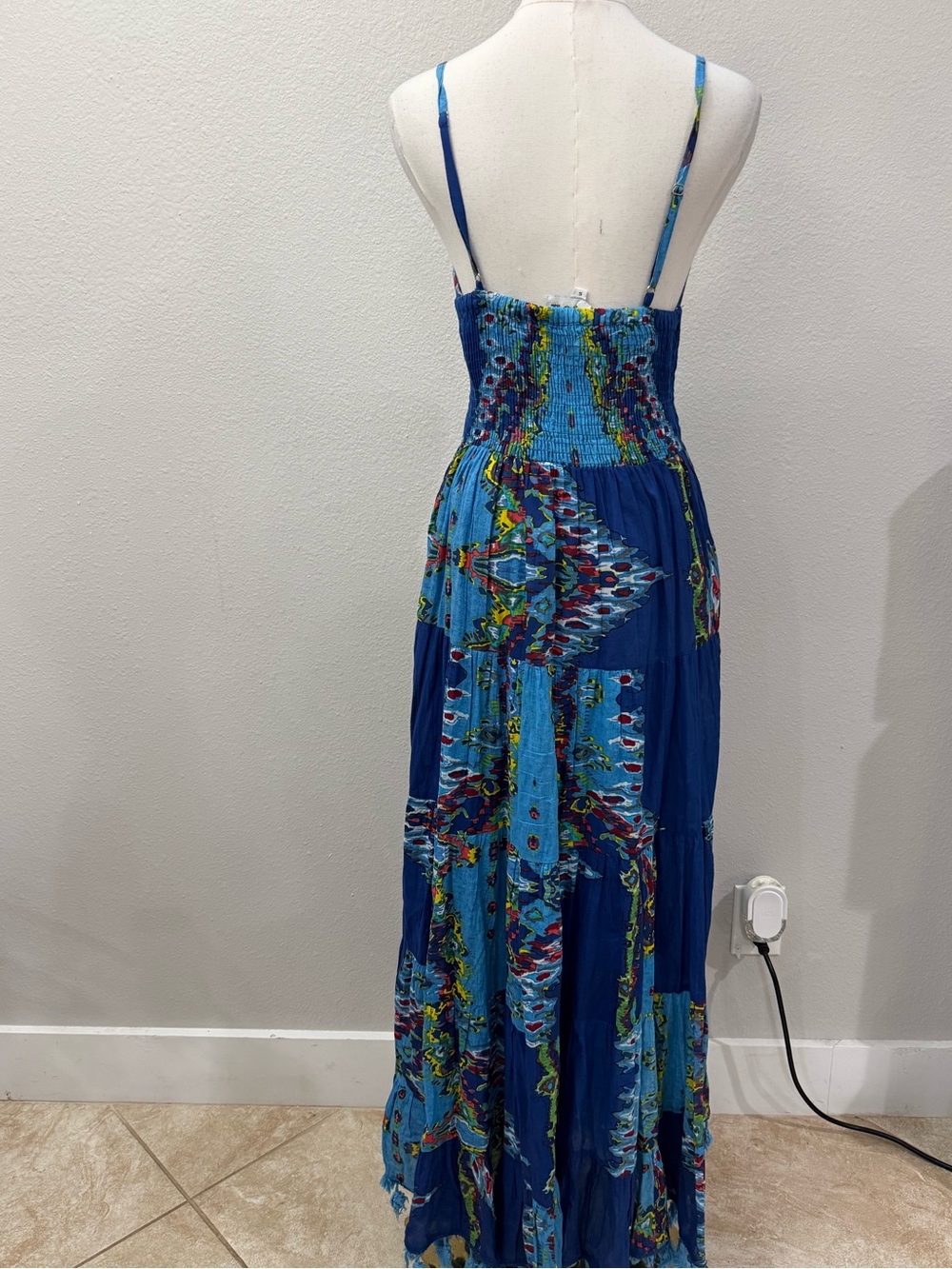 Barok Anthropologie Paris Sleeveless V-Neck Tiered Dress Sz S Wedgewood Blue - Picture 3 of 6